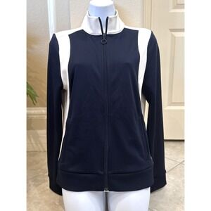 Tory Burch Tory Sport Colorblock Sz M Track Jacket Navy White Athleisure Zip